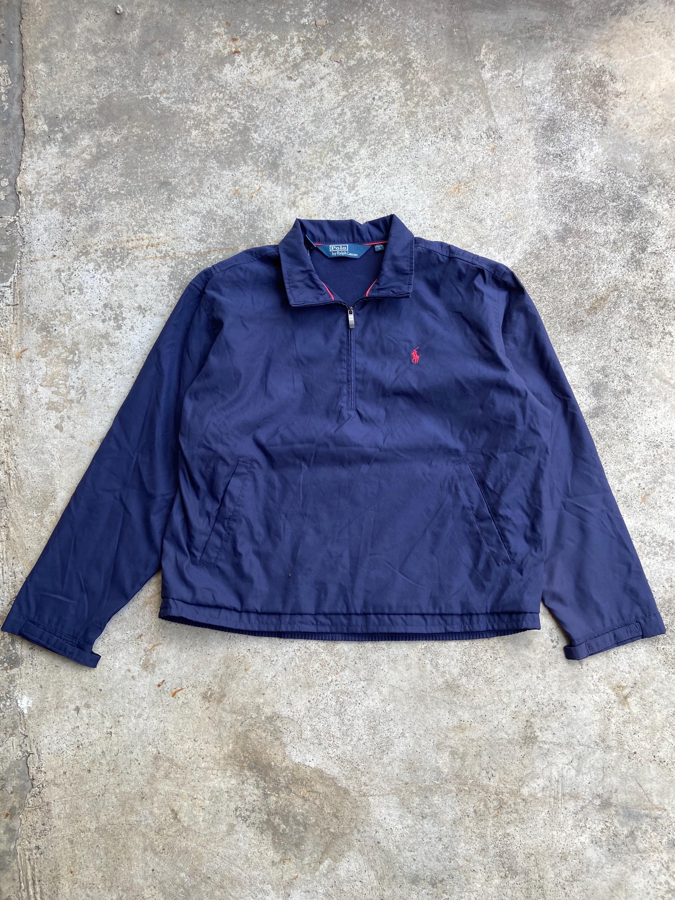 Vintage Polo Ralph Lauren Navy Quarter Zip Windbreaker Jacket Pony