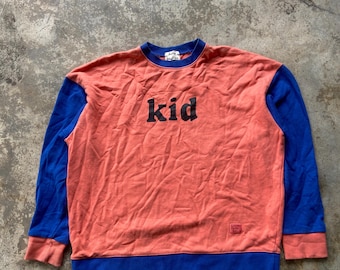 Acne Studios Fello Face Colorblock Crewneck Sweatshirt – Pink Blue Jumper Made in Portugal