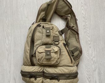 Vintage Military Tactical Sling Bag Multi Pocket Canvas Chest Rig