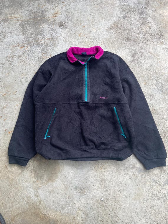 Mont-bell, Vintage Montbell Fleece Pullover Jacket, Black Magenta 90s Gorpcore, Japanese Outdoor Sweatshirt