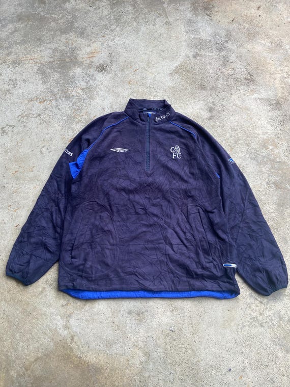 Vintage Chelsea FC Umbro Fleece Quarter Zip Training Top Size M