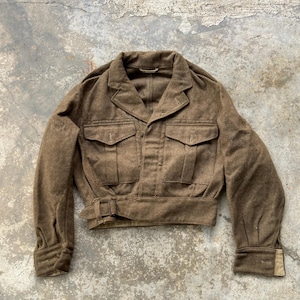 WWII British Army P40 Battle Dress Jacket, 1940 Pattern Wool Blouse, Broad Arrow Marked
