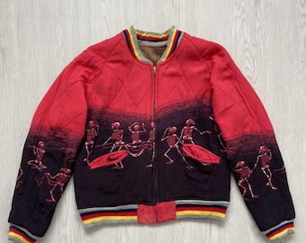 Vintage 90’s Evisu Skeleton ‘Dow Luck’ Reversible Souvenir Sukajan Jacket Small Size