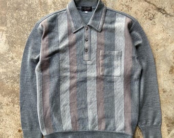 Vintage Fitzroy by Alps Striped Polo Shirt, Wool Blend, Made in Japan, Size L