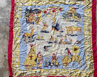 Vintage Ralph Lauren Wyoming Silk Scarf | Western Americana Map Bandana