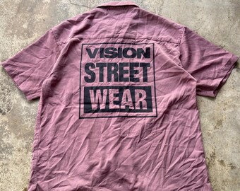 Vintage Vision Street Wear Shirt | 90s Skateboarding Camp Shirt Mauve Purple Size L