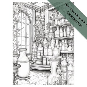 The Peaceful Apothecary- Adult Coloring Digital Download