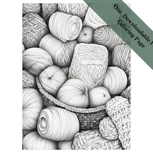 Vibrant Yarn Medley - Adult Coloring Pages - Instant Download