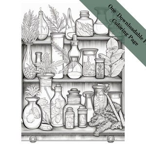Enchanting Herbology- Adult Coloring Digital Download