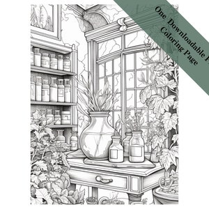 The Hidden Apothecary- Adult Coloring Digital Download
