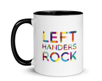 Left-Handers Rock Mug • Color Inside Lefty Coffee Cup • Gift for Left-Handers