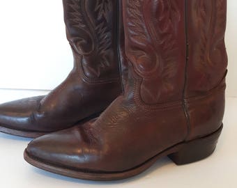 Vintage Frye Leder Cowboy-Stiefel, Braun Western-Stil, Herren 23,5