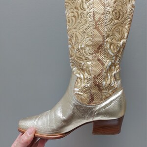 Vintage Gold Leather Brocade Cowboy Go 