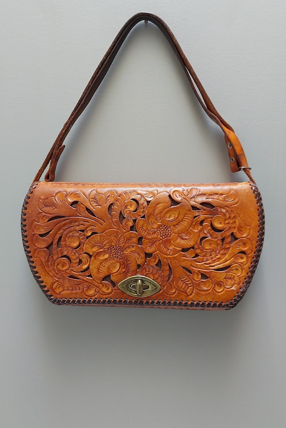 Vintage Tooled Leather Purse, Made in U.S.A. Handmade  display picture 1