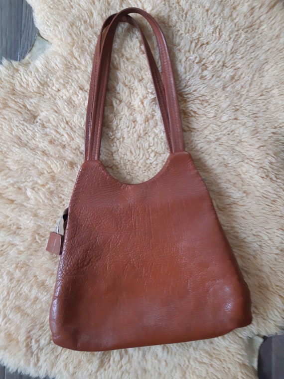 Vintage 80's leather small shoulder bag, retro, o… - image 2