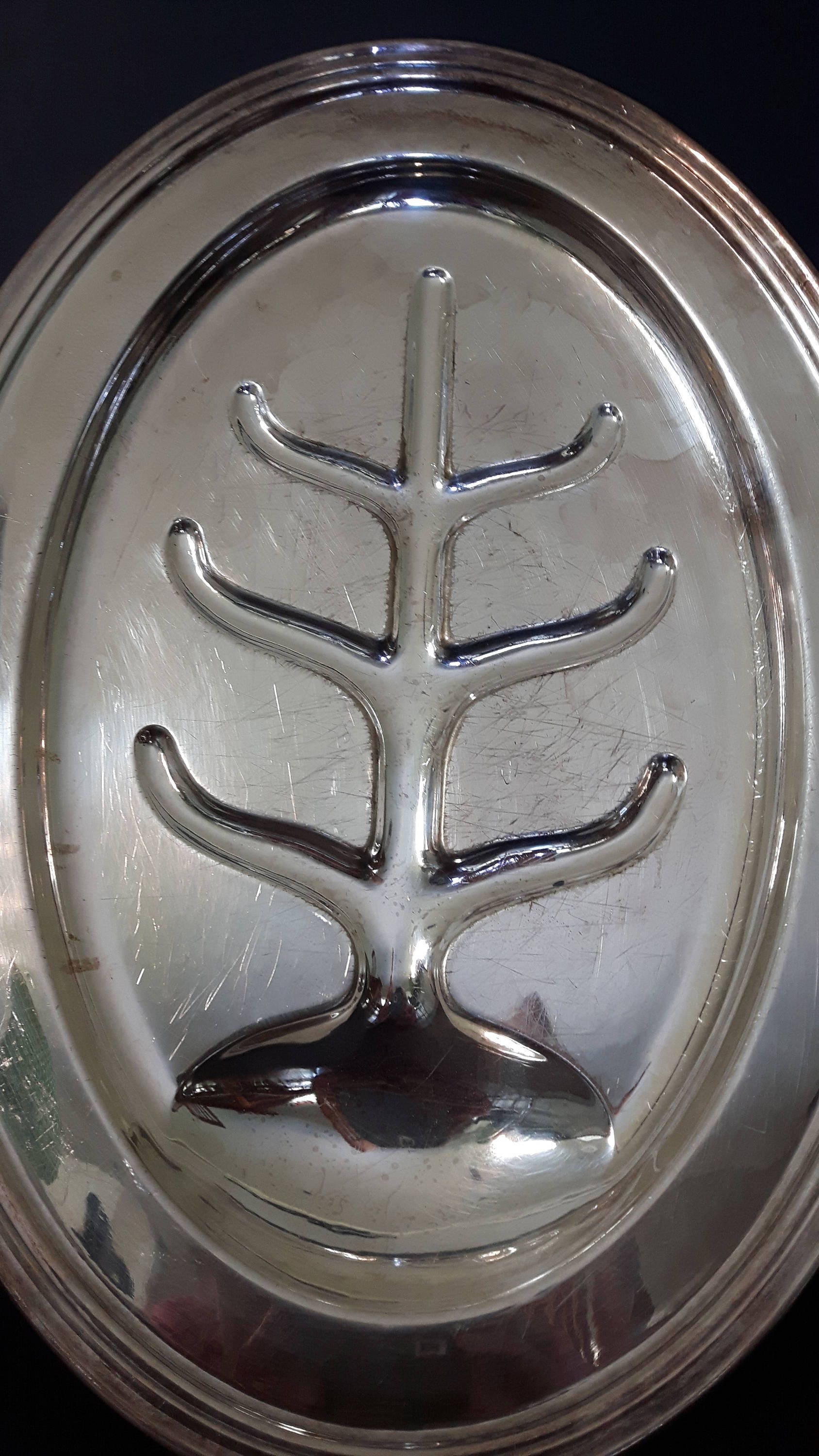 ヴィンテージ　NEW ENGLAND SILVER PLATE CO.　プレート Meriden Silver Plate Co. Large Tree of Life, Meat Platter, Made in