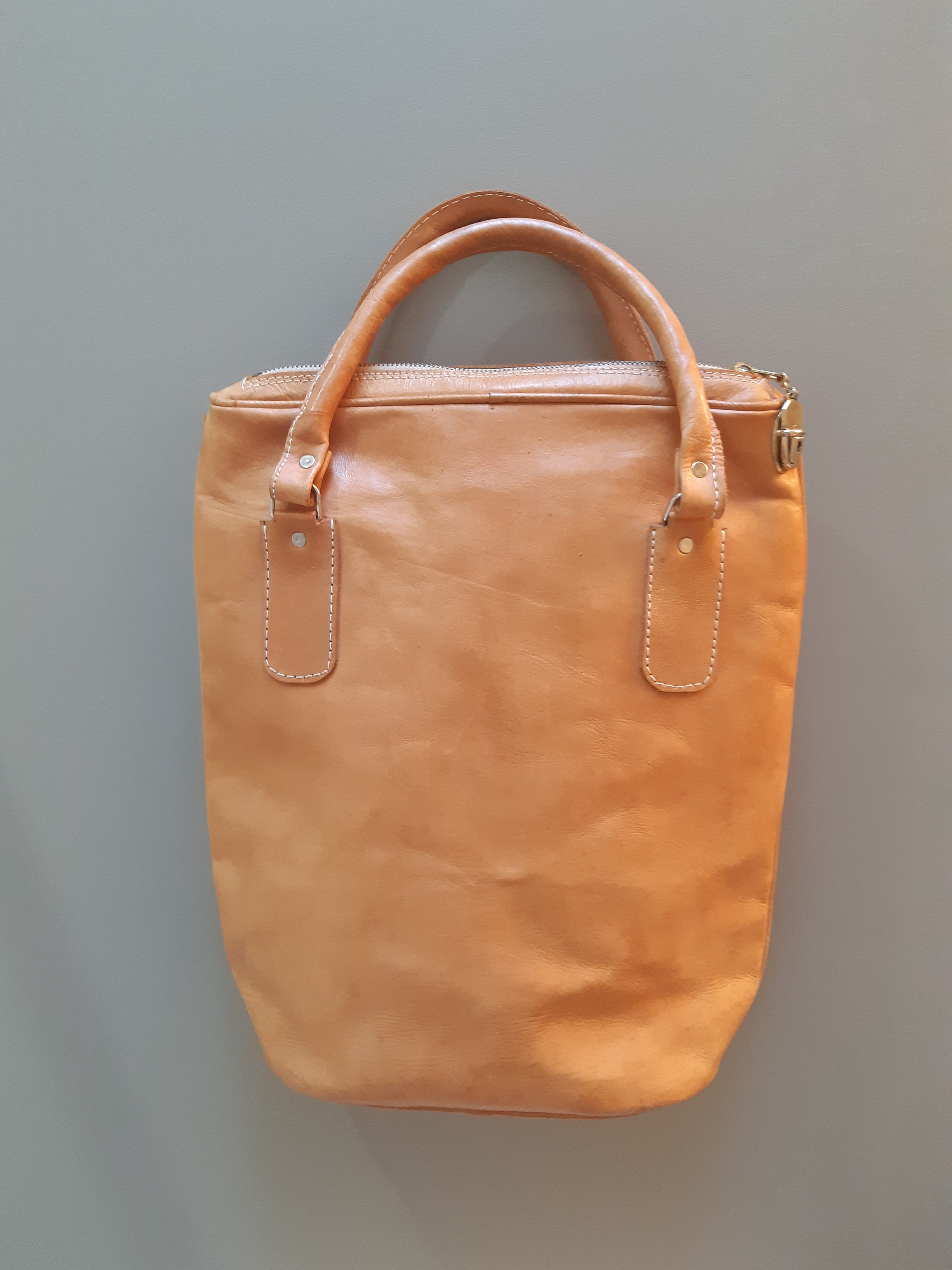 Leather Bucket Style Handbag Handmade Large Butter Etsy