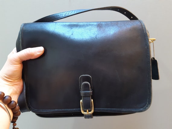 Vintage Coach Bag Black Leather Made in New York City USA 