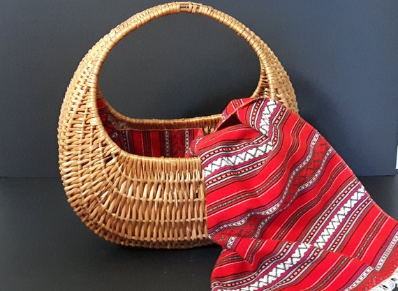 Vintage Gondola Basket with Gorgeous Cotton Liner,