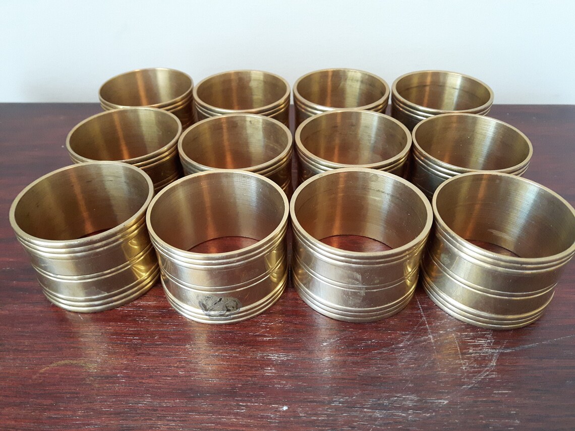 Set of 12 Brass Napkin Holders Brass Napkin Rings Plain Etsy Polska