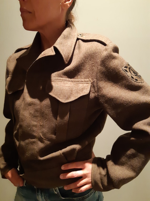 Vintage Army Military Jacket Wool Coat Battledres… - image 3
