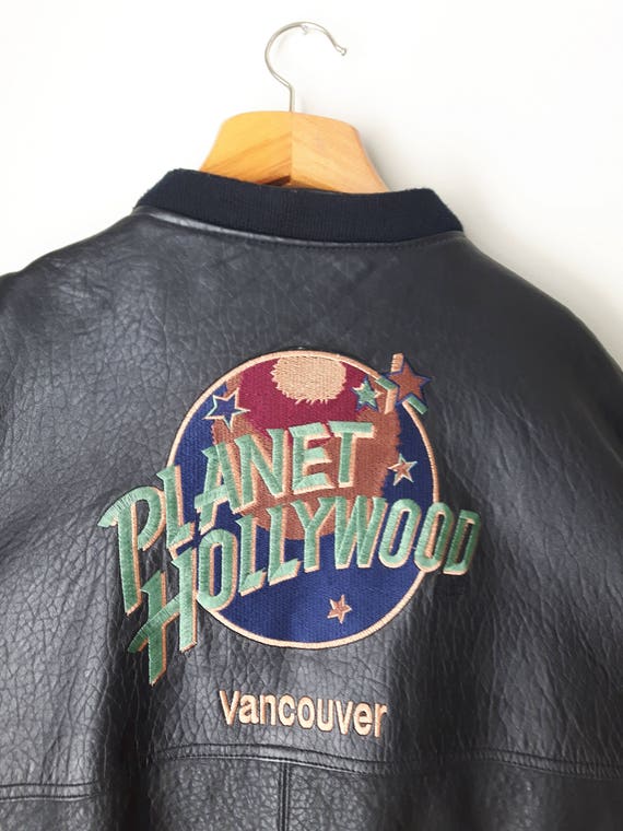 Vintage Planet Hollywood Jacket, Black Leather Bom