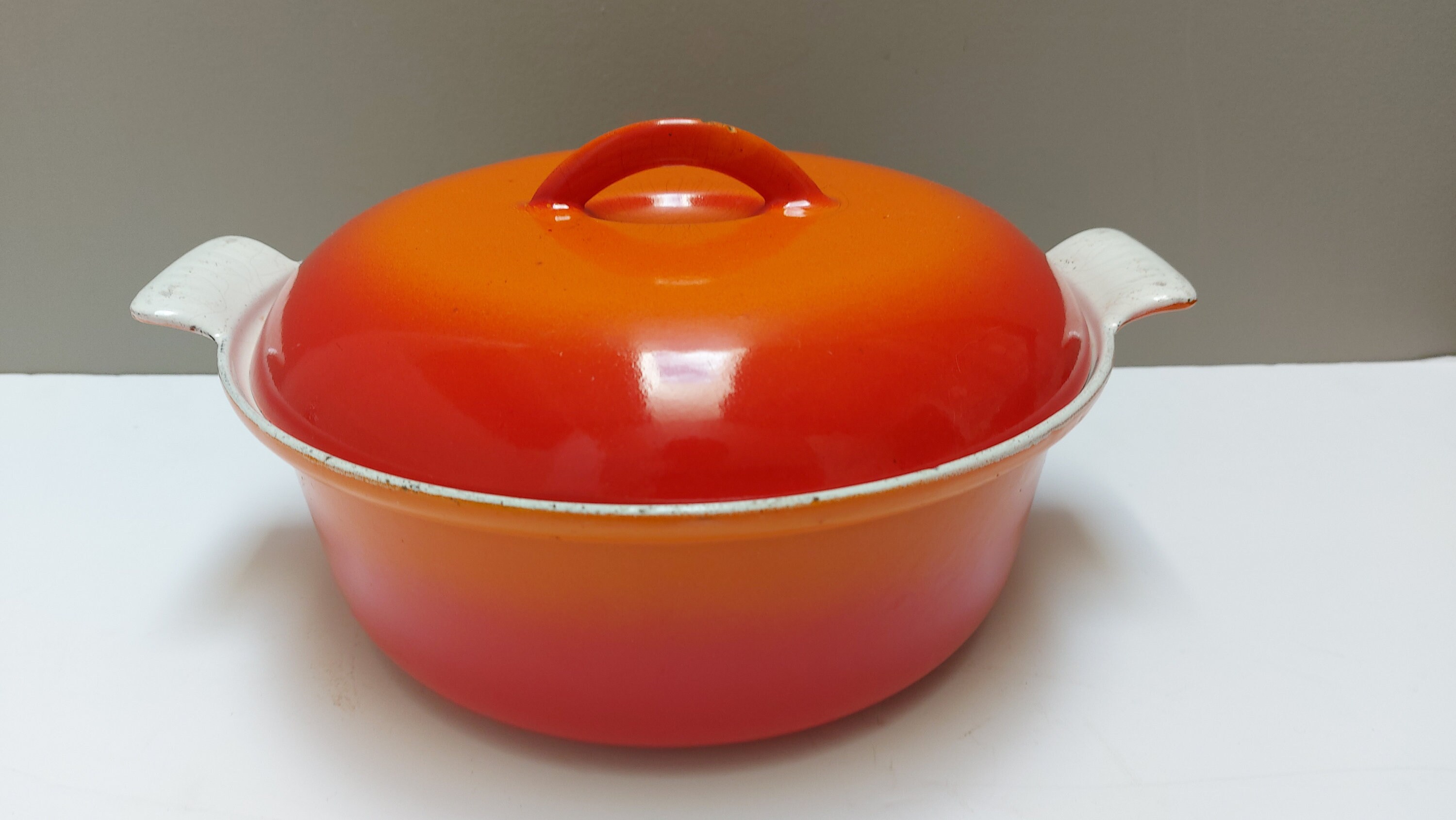 Vintage Descoware Dutch Oven, Enamelware Cast Iron Pot With Lid