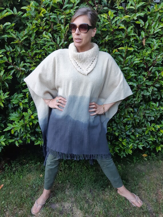 Mexican Wool Poncho Pullover One Piece One Size Knit - Etsy
