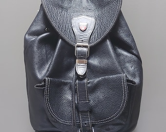 Roots Leather Backpack, Black Italian Leather, Made in Canada