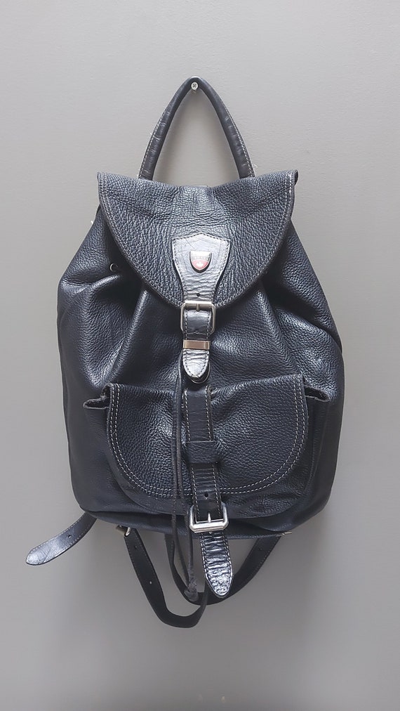 Roots leather backpack, black Italian leather, mad