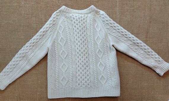 Vintage Aran Sweater, hand knit, pure new wool, m… - image 3