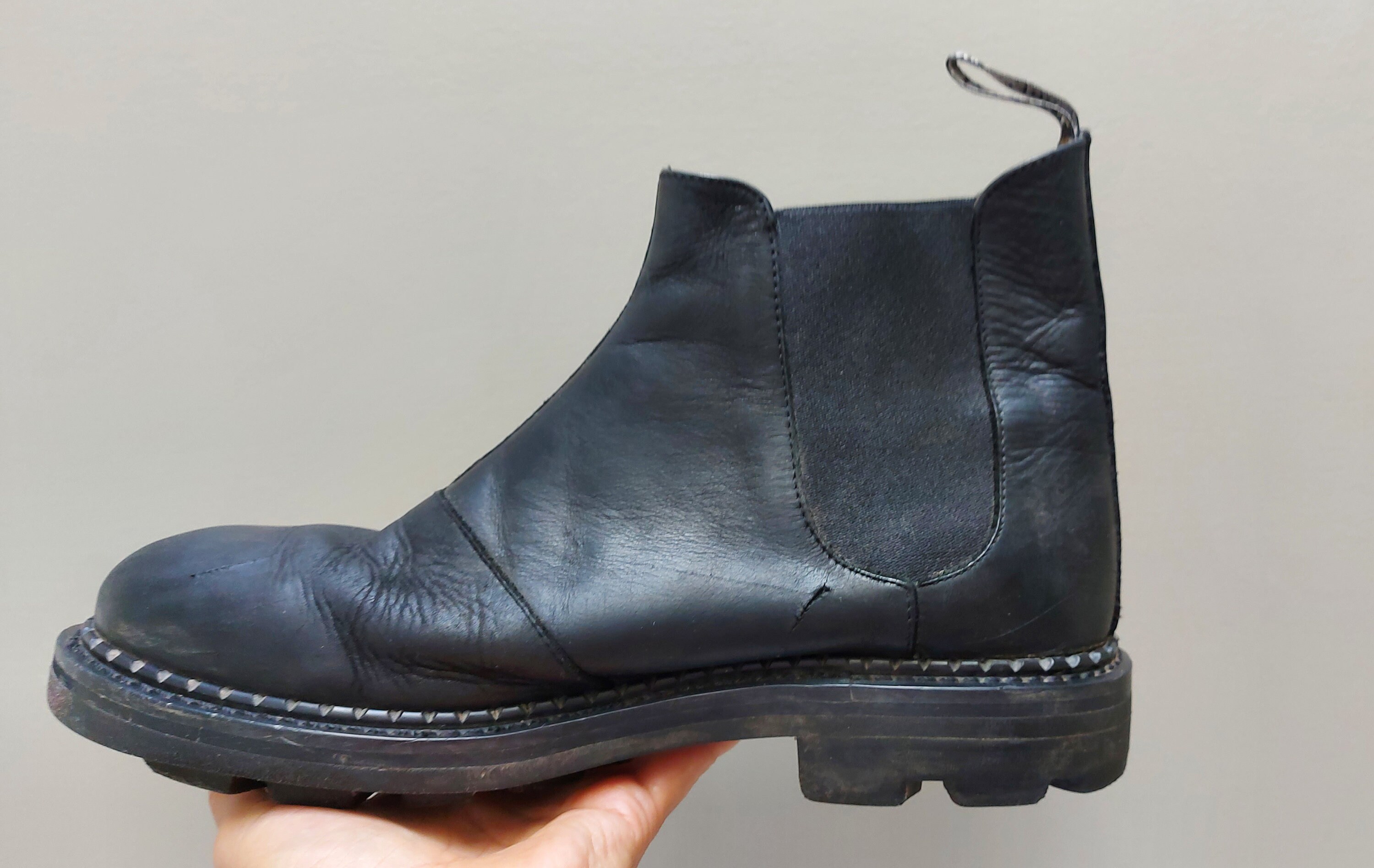 John Fluevog Boots, Black Leather Ankle Boots, Elastic  display picture 1