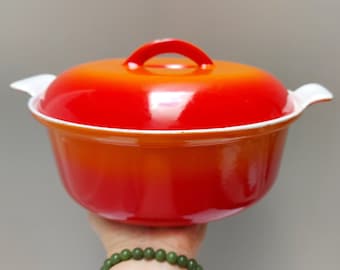 Vintage Descoware Dutch Oven, Enamelware Cast Iron Pot With Lid