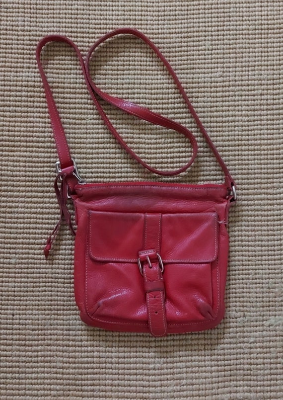 Roots leather crossbody purse, well worn, marked,… - image 1