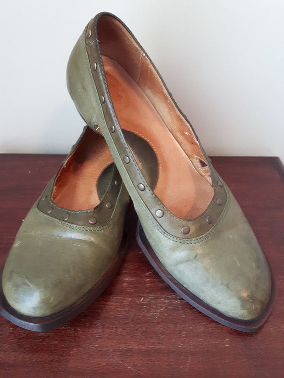 Fluevog, Ladies 7.5 Shoes, Olive Green, Dark Gree… - image 2