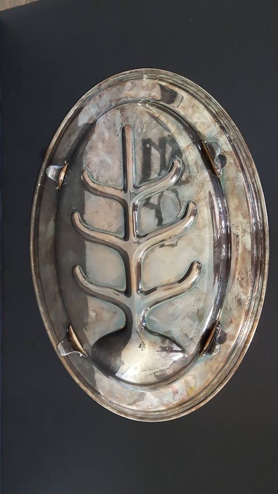 Meriden Silver Plate Co. Large Tree of Life, Meat Platter, Made in