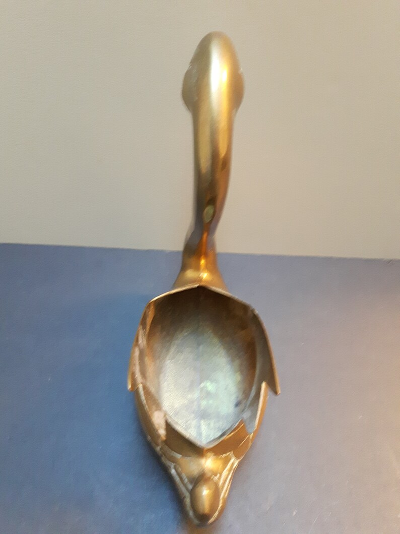 Planter Bird Patina Container Feathers Brass Swan Made in Korea Etched