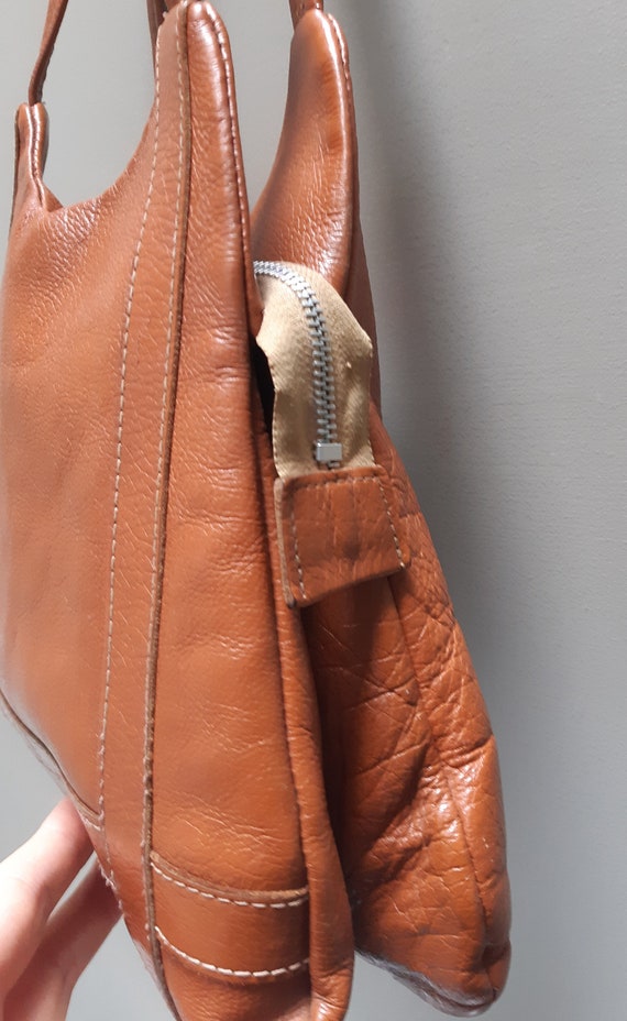 Vintage 80's leather small shoulder bag, retro, o… - image 3