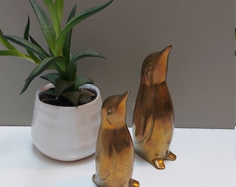 Penguins brass, set of 2, brass figurine, birds