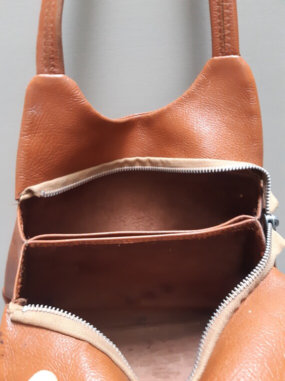 Vintage 80's leather small shoulder bag, retro, o… - image 6