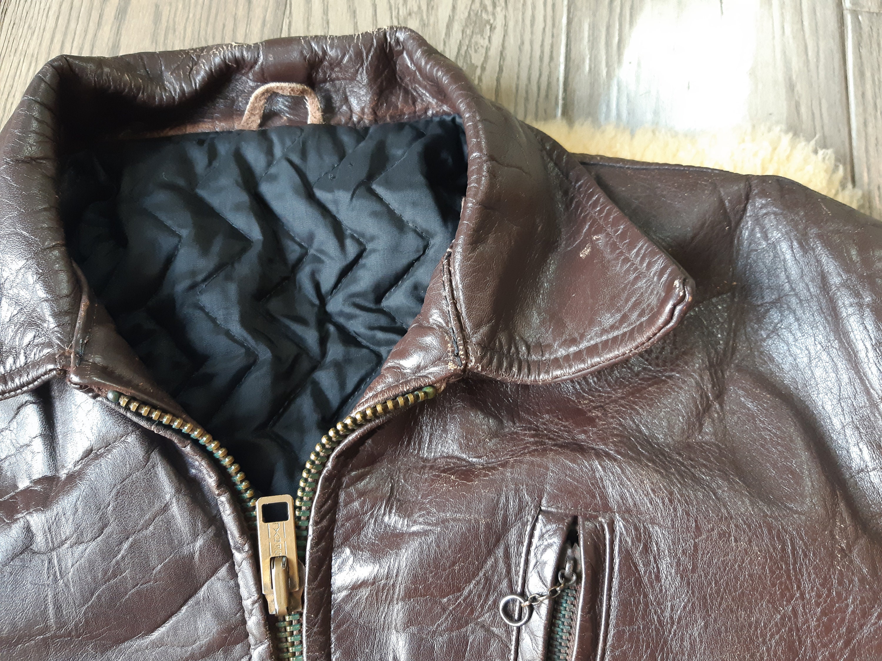 old black leather jacket