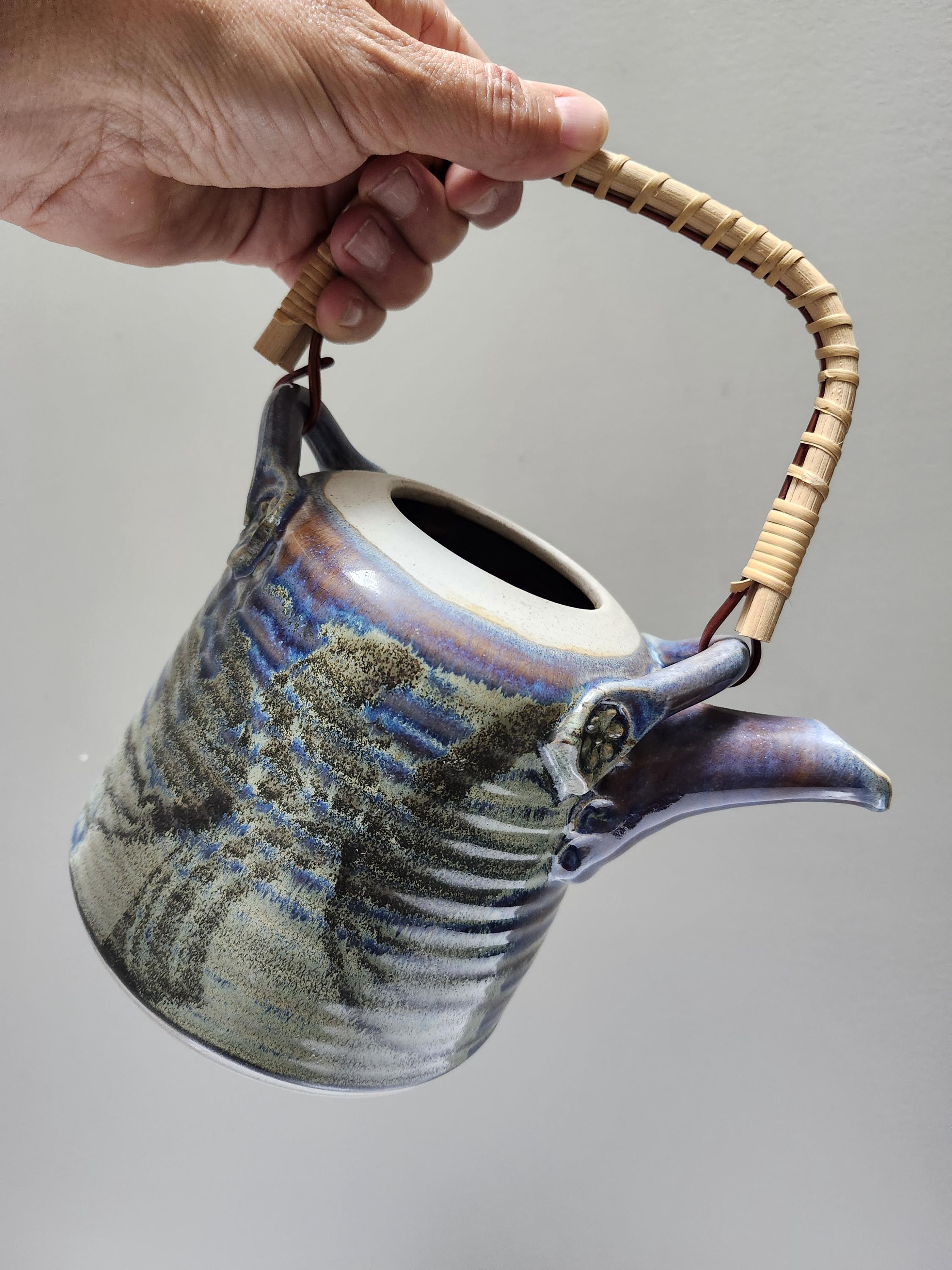 Robin Hopper Pottery, Teapot With Wicker Handle, No Lid. - Etsy
