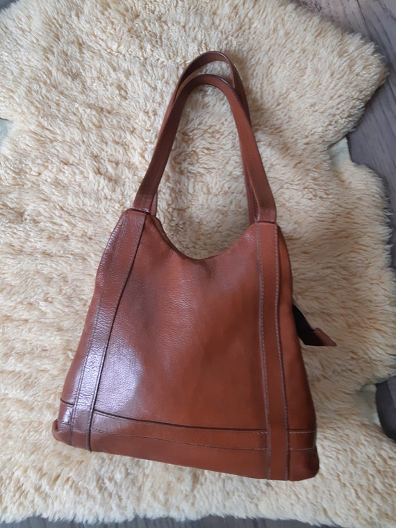 Vintage 80's leather small shoulder bag, retro, o… - image 5