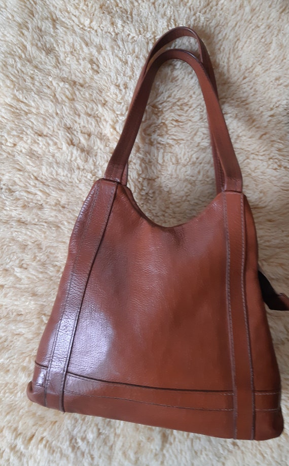 Vintage 80's leather small shoulder bag, retro, o… - image 9