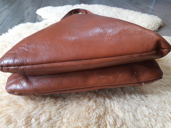 Vintage 80's leather small shoulder bag, retro, o… - image 8