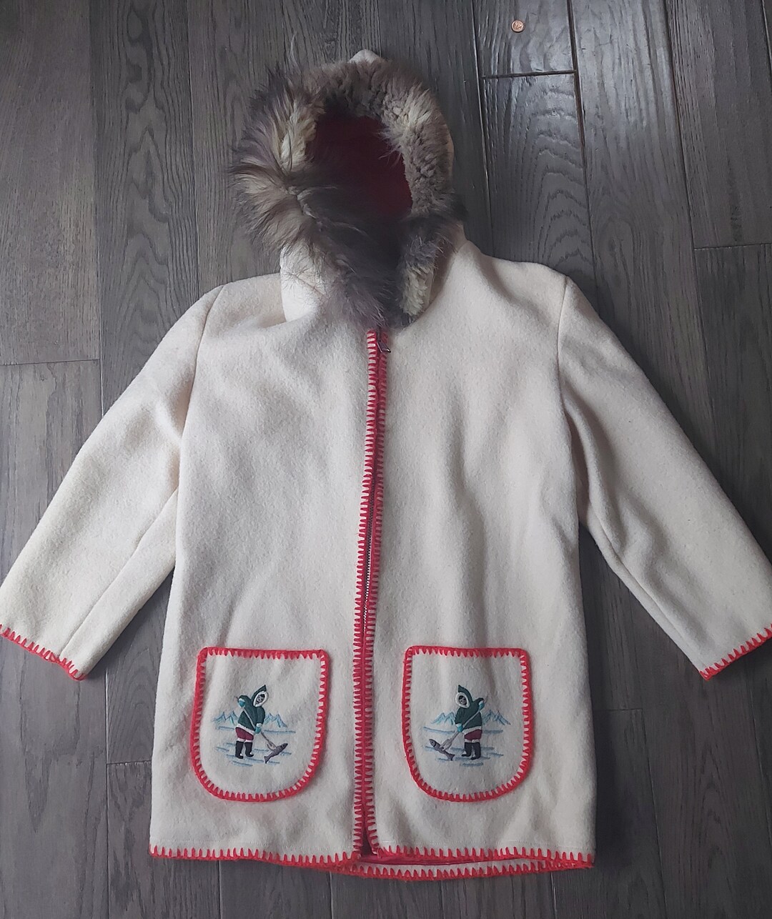 Vintage Wool Coat, Handmade in Labrador Canada, Inuit Parka ...