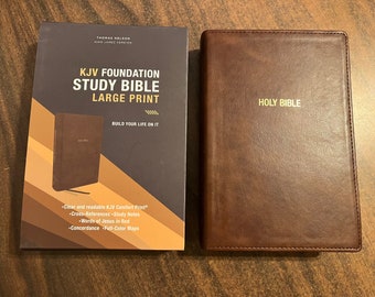 Personalized KJV Large Print Foundation Study Bible - Brown LeatherSoft,  Custom Imprinted