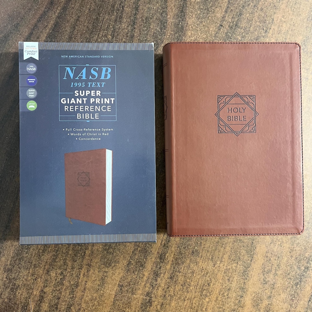 Personalized NASB Super Giant Print Reference Bible - Brown Leathersoft ...