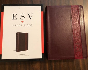 Personalized ESV Large Print Study Bible - Mahogany TruTone  Custom Imprinted