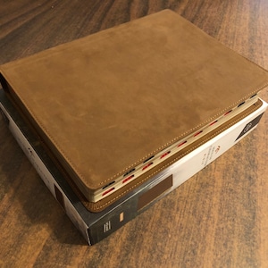 Personalized Mens Bible, CSB Men of Character Bible Thumb Indexed, Brown Genuine Leather, Custom Imprinted, ISBN 9781087730226
